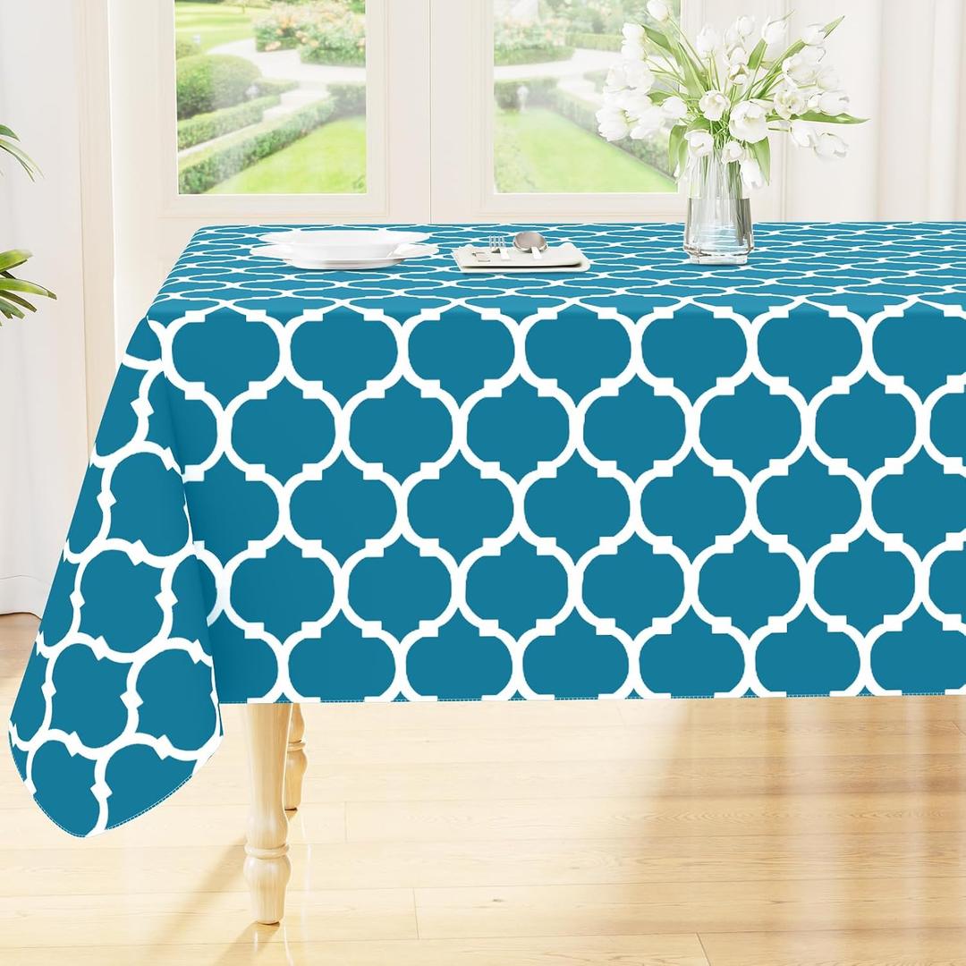Smiry Square Table Cloth, Waterproof Vinyl Tablecloth with Flannel Backing for Square Tables, Wipeable Spillproof Plastic Tablecloths for Dining, Camping, Indoor and Outdoor (54"x54", Teal)
