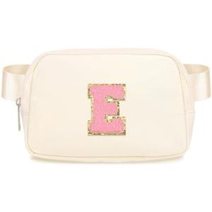 Sienien Fanny Pack For Girls Birthday Christmas Gifts Idea For 4 5 6 7 8 9 10 11 12 13 Year Old Kids Cute Trendy Belt Bag Fashionable Waist Packs Crossbody Bag Initial Letter E Beige, 2 Pack