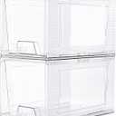 JollyPack 2 Pack Clear Stackable Storage Drawers, Easy to Assemble Multi-Use Bathroom Organizers and Storage, Suitable for Vanity, Bathroom, Makeup, Under Sink, Office, Kitchen and Pantry