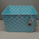Simplify Large Metallic Striped Woven Storage Bin in Mint