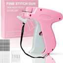 Stitch Gun for Clothes Handheld Stitch Gun Quick Clothing FixerSewing Kit Includes 1,000 Black Fasteners & 1,000 White Fasteners & 6 Needles (Pink)