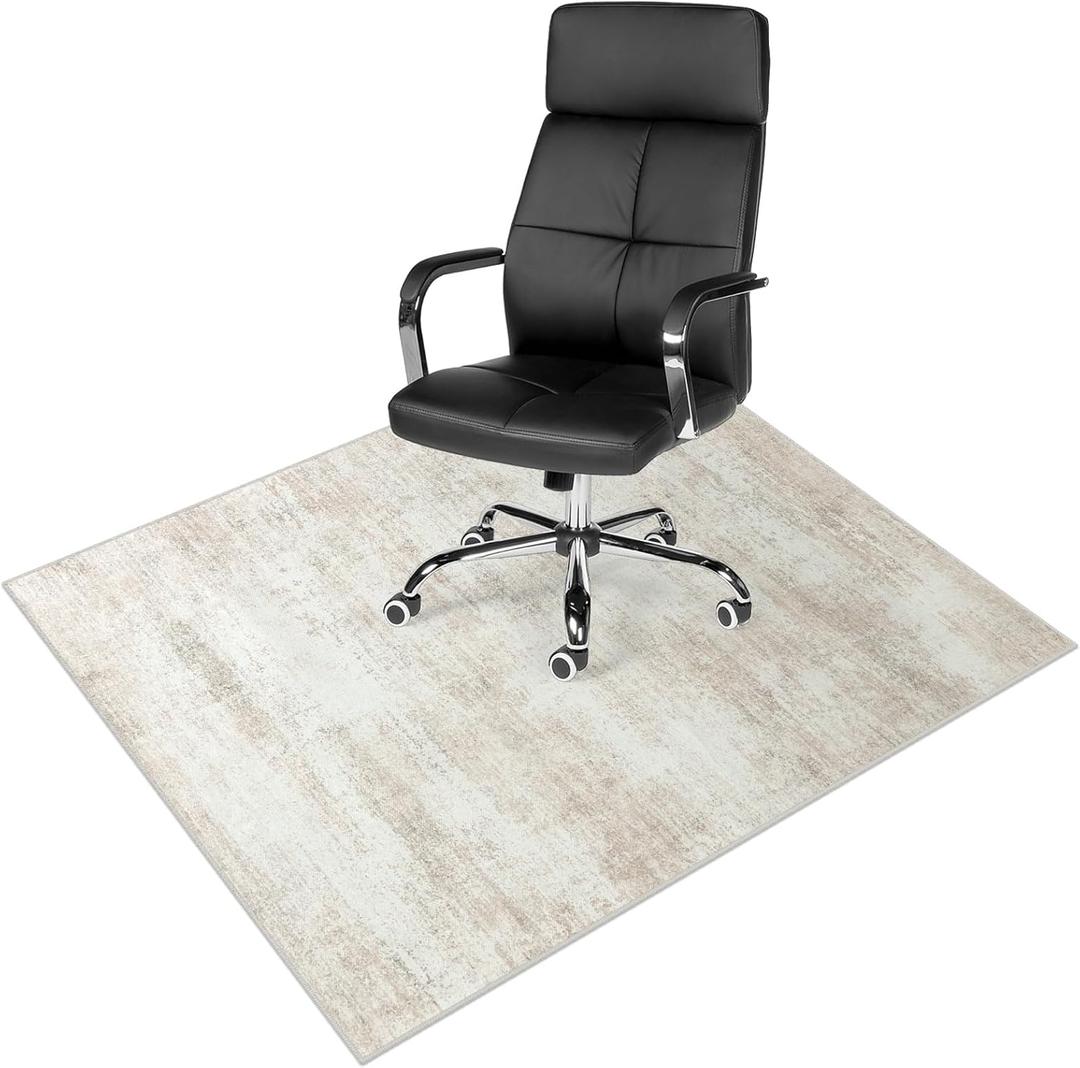 Anidaroel 48"x60" Abstract Office Chair Mat, Desk Chair Mat for Hardwood Floor, Desk Mat for Rolling Chair on Hardwood, Office Chair Rug for Rolling Chair, Anti-Slip Floor Protector Rug (Khaki)