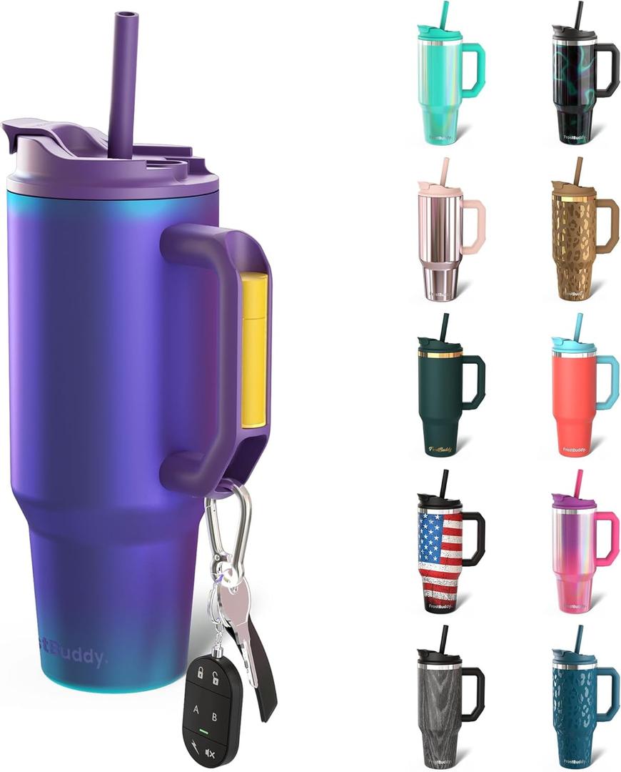 Frost Buddy Thicc Buddy - 30 oz Stainless Steel Vacuum Insulated Tumbler with Lid and Straw for Water - Travel Mug Cupholder Friendly - Gifts for Women Men Him Her (Nebula)