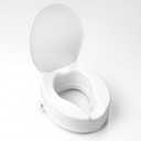 Raised Toilet Seat with Lid 4Inch Toilet Riser Easy ToolFree Installation Fits Standard & Elongated Toilets Senior, Disabled & Pregnant Support Secure Lock, Durable Plastic