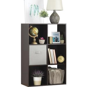 Whitmor 6 Cube Storage Organizer, 3 Tier Stackable MDF Wood Bookcase, Open Storage Display Bookshelf, Storage Cabinet for Living Room, Bedroom, Home, Office, 24" L x 11.7" W x 35.88" H, Black
