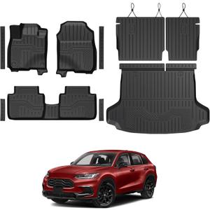 Floor Mats for Honda HR-V 2023-2026, All Weather Floor Mats Trunk Cargo Liner with Backrest Protectors and Door Sill Guards Accessories, Full Coverage Set