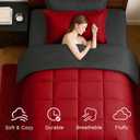 FUANNA Twin Comforter Set 5 Pieces, Reversible Twin Size Bed in a Bag with All Season Premium Comforter, Bed Sets Includes Comforter, Flat Sheet, Fitted Sheet, Pillowcase & Pillow Sham, Red & Black