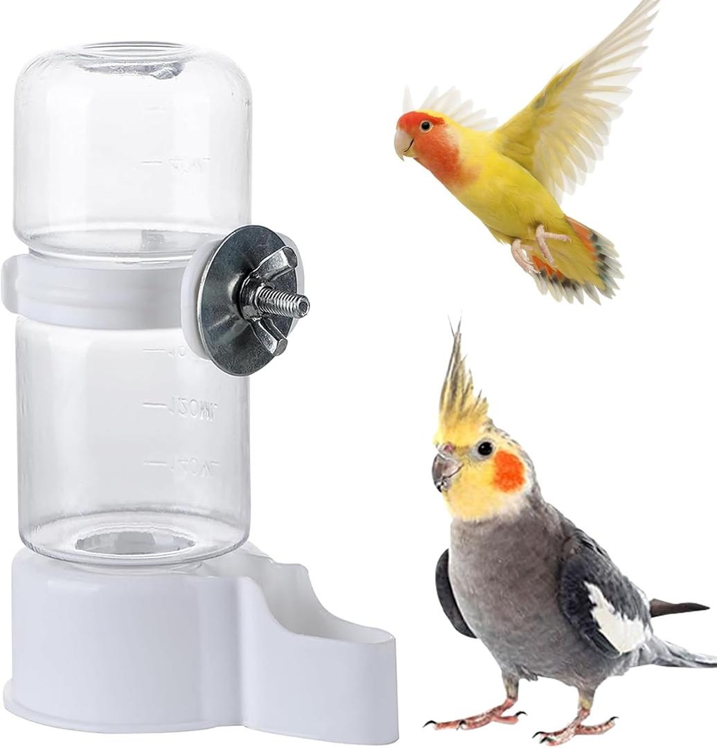 Automatic Pet Bird Water Feeder, Water Dispenser for Cage, Bird Cage Suspended Automatic Pet Water Feeder, Parrot Feeders for Parakeet Budgie Cockatiel Lovebirds Canary Finch (140ml)