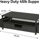 ECOLOVI Desk Organizer and Accessories, 2-Tier Computer Monitor Stand Rise with Storage Drawer & 2 Pen Holders, Laptop & Printer Stand for Desktop, Workspace Organizers for Office Supplies (Black)