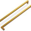 Hickory Hardware 1 Pack Solid Core Kitchen Cabinet Pulls, Luxury Cabinet Handles, Hardware for Doors & Dresser Drawers, 12 Inch Hole Center, Brushed Golden Brass, Skylight Collection