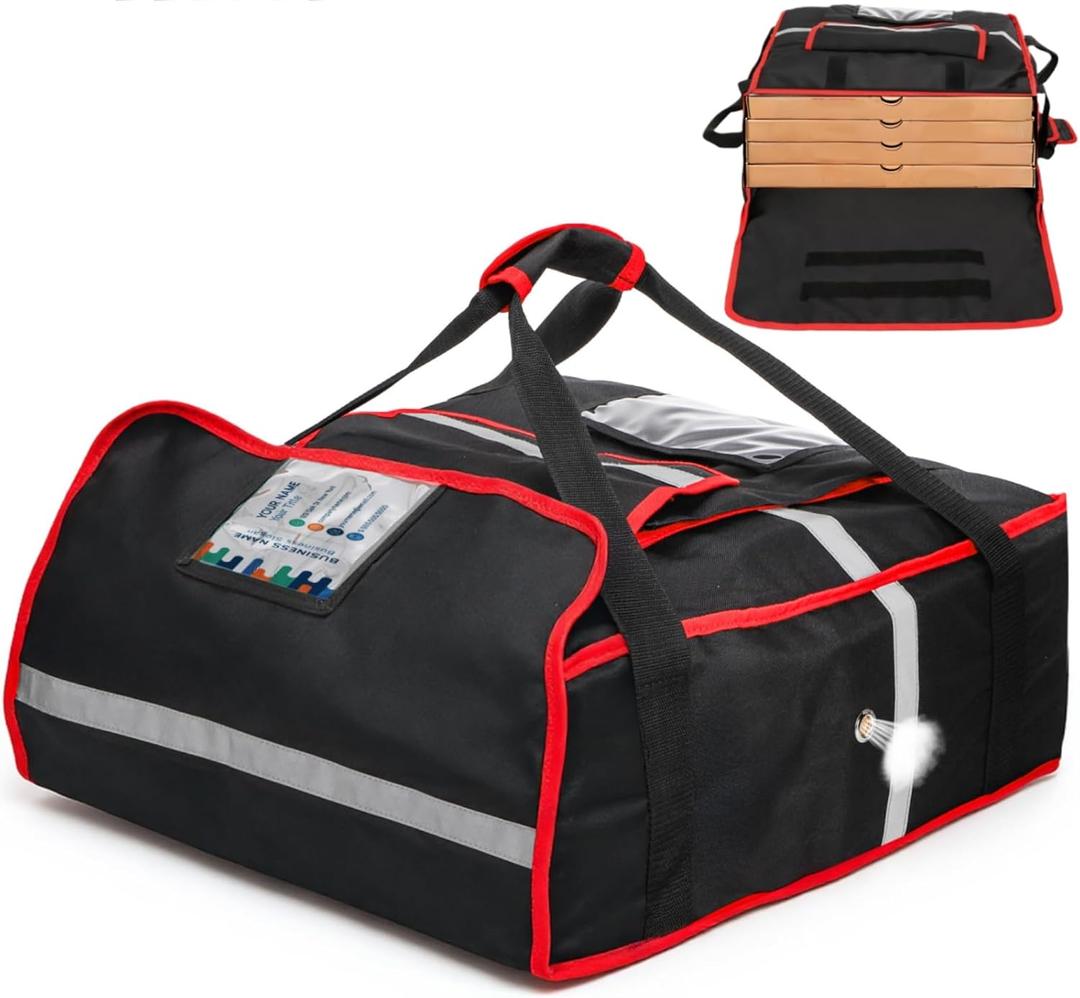 Insulated Pizza Delivery Bag, 20''L x 20''W x 8''H Professional Thermal Pizza Warmer Bags, Large Heavy Duty Pizza Carrier, Hot Cold Food Delivery Bag for Delivery Bike, Camping