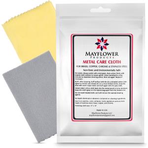 Mayflower Polishing Cloth for Stainless Steel Copper Brass Chrome Made in USA Non Toxic 2 Cotton Cleaning Set 11 x 14 in ea.User-Friendly Cleaner for Kitchen Watch Musical Instruments Coins Antiques