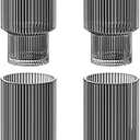 American Atelier Vintage Art Deco Fluted Drinking Glasses | Set of 2 | 11 oz | Modern Kitchen Glassware Set | Unique Cups for Weddings, Cocktails or Bar | Ribbed Glass Cup for Water