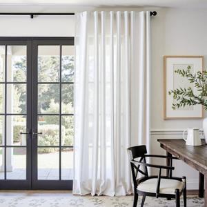 Jinchan Linen Blend Curtain 96 inch Length 1 Panel for Bedroom Living Room, Floor to Ceiling 84 inch Wide Farmhouse Drape with Rod Pocket Back Tab(84W x 96L, Off White)