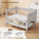 ANGELBLISS Baby Bassinet Bedside Crib, Pack and Play with Mattress, Diaper Changer, One-Push Setup Playards from Infants to Toddlers (Grey)