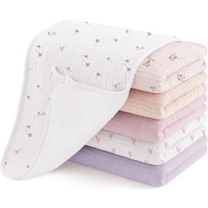 Susurration Muslin Burp Cloths, Soft Baby Burping Cloths for Unisex Boys and Girls, Newborn Essentials Large Extra Absorbent Washcloths, 20x10in, 6 Pack