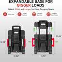 Folding Hand Truck Dolly, 220 lb Portable Utility Cart with Expandable Base, 3 Adjustable Heights, 5-Wheel Collapsible Luggage Cart with 2 Ropes for Moving, Office and Travel