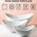 Gomakren Serving Bowls with Handles, Serving Dishes, Porcelain Salad Bowls Mixing Bowl for Entertaining, Nesting Bowl Set of 3, Microwave Dishwasher Safe, 15/28/47 oz, White