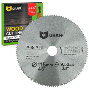 4-1/2 Inch Carbon Steel Circular Saw Blade for Wood, Plywood, Laminate, Drywall, Plastic  120T Wood Cutting Disc with 3/8 Inch Arbor from GRAFF
