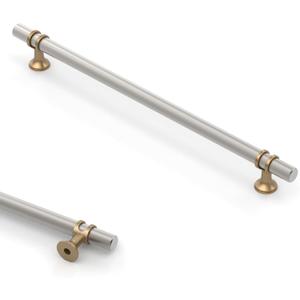 Asidrama 10 Pack 15 Inch(381mm) Brushed Satin Nickel and Champagne Bronze Kitchen Cabinet Handles, Cabinet Pulls Kitchen Cabinet Hardware Cupboard Handles Drawer Pulls