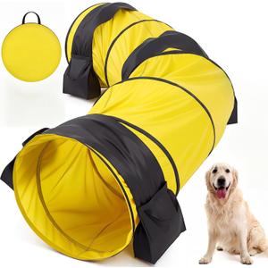 28 in 10 Foot Yellow Extra Large Dog Agility Tunnel with Sandbags