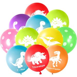 FEPITO 32 Pieces 12" Dinosaurs Balloons Dinosaur Latex Balloons for Dinosaur Party Decorations, 8 Colors