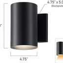Kichler Cylinders 7" Outdoor Wall Sconce in a Black, 1-Light Exterior Wall Light, Cylinder Fixture, (7" H x 5" W), 9234BK