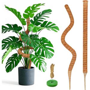 2 Pack 28 Inch Moss Pole Monstera Plant Support, Coir Moss Poles for Climbing Indoor Plants, Bendable Plant Stake Trellis for Potted Plant, Pothos, Philodendron