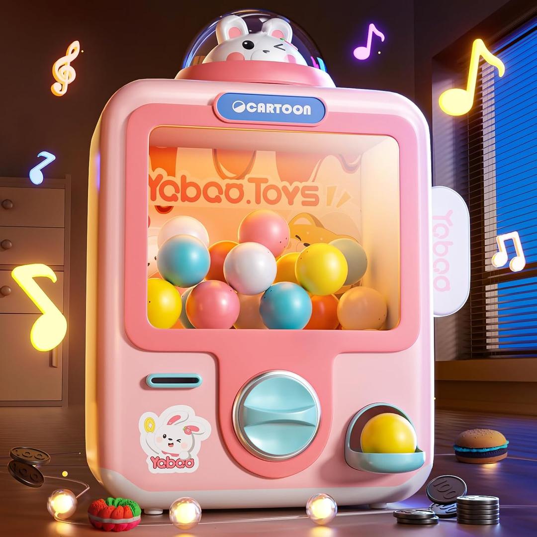Skirfy Vending Machine Kids Toys Mini Claws Machine 12 Erasers Operated Gumball Prize Machine Maker Game Claws Machine Easter Game Sensory Toys Dolls GiftsPink