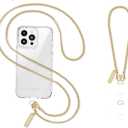 ROCONTRIP Metal Phone Chain Set Including Crossbody Phone Lanyard and Wrist Strap with 2*Tether Tabs Detachable iPhone Chain Strap Non-Rust,Unbreak iPhone Wristlet Strap for Women Travel Essentials (Extended, Pale Gold)
