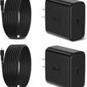 45W Super Fast Charger for Samsung, 6.5FT/2M USB C Charger Fast Charging for Samsung S25/S24/Plus/Ultra, PD 3.0 GaN Type C Charging Block Compatible with iPhone 17/16/15 and More (Black, 2 PCS)