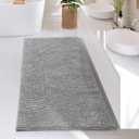 Hearth & Harbor Bathroom Rugs, Chenille Bath Mat - Machine Washable Bath Mats for Bathroom Non-Slip Backing Rubber, Quick Dry Bathroom Mat - Silver Bath Rug, 26x44