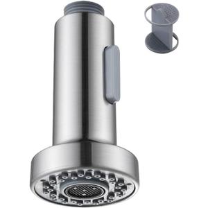 Angle Simple Kitchen Sink Sprayer Replacement, Male Thread Type G 1/2 or 13/16 Inch, NSF/ANSI/CAN 61 & 372 Testing, Faucet Head Attachment, Stream and Spray Mode, Brushed Nickel