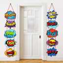 Poen Hero Themed Party Decorations Large Hero Action Sign Fun Cutouts Theme Birthday Baby Shower Party Supplies Christmas Decor Porch Sign Banner Wall Door Hanger Decor, 10 Counts