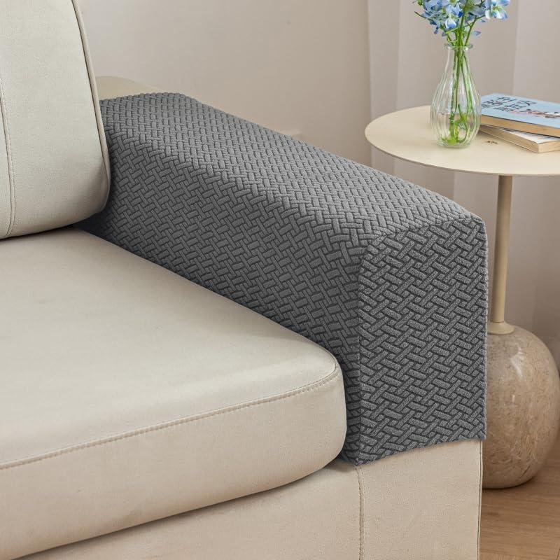 Yoovat Couch Arm Covers Sofa Arm Cover armrest Covers for Sofa Couch Armrest Cover Chair Arm Cover Set of 2 (Texture-Gray,Large (Set of 2))