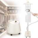 CGOLDENWALL Commercial Upgraded Standing Garment Steamer for Clothes with Drain Port 1650w Continuous 70 mins Powerful Steam 30s Fast Heat-up,Include Fabric brush, Ironing pad, Gloves,Trouser Clips (White)