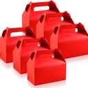 30 Pcs Gable Treat Boxes, Small Goodie Red Party Favor Cardboard Kraft Paper Gift Box for Dessert, Candy, Cookie - Birthday, Baby Shower, Mother's Day Favors, 4.5 x 3.1 x 5.1" (Red)