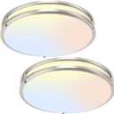 16Inch LED Ceiling Light Fixtures, Flush Mount Light Fixtures 50W, 5CCT Adjustable 2700K 3000K 4000K 5000K 6500K, Close to Ceiling Light for Kitchen Bathroom Kitchen Bedroom Brushed Nickel 2 Packs