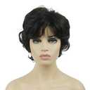 Lydell Women's Short Wavy Curly Wig Synthetic Hair Full Wig 6 inches (Dark Brown)
