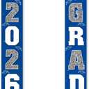 Graduation Decorations Class of 2026 | Congrats Grad Banner - Porch Sign Blue Silver | Grad Party Decorations Graduates Party Supplies