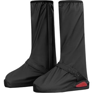 iCreek Waterproof Shoe Covers Reflective Rain Boot Foldable Non-Slip Protective Overshoes for Rainy Day, Hiking, Outdoor (Small, Black)