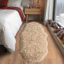 Runner Rug for Bedroom Hallways, 2x5 Feet Soft Non Slip Fluffy Shag Throw Rug for Bedside, Long Furry Shaggy Carpet for Living Room Home Decor, Beige