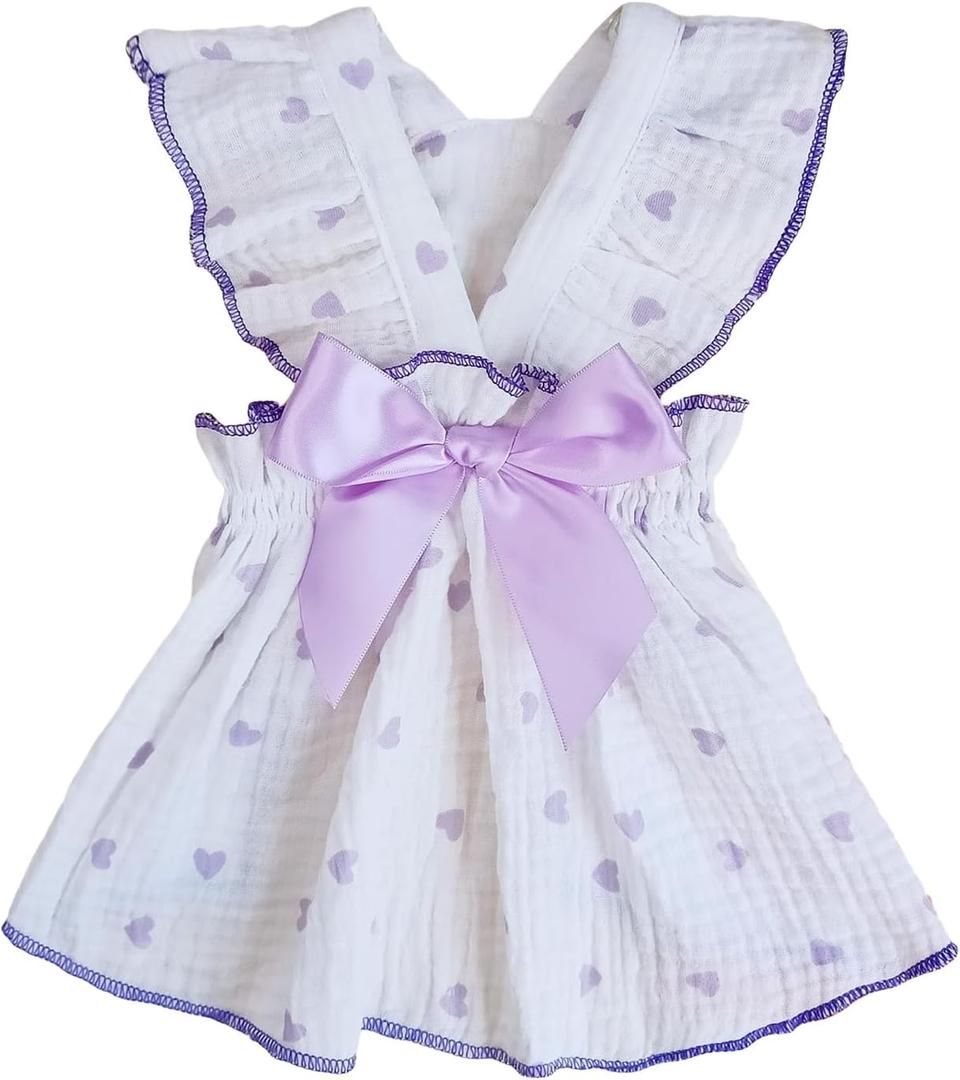 QWINEE Heart Print Dog Cat Dress Bow Decor Cute Dog Dresses Puppy Tutu Skirt Chihuahua Teddy Pomeranian Dress Birthday Holiday Clothes for Cat Kittens Small Medium Large Dogs Purple S