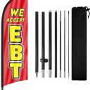 Advertising Swooper Flag Banner & Feather Flag with Pole & Stake - 8Ft for We Accept EBT Business