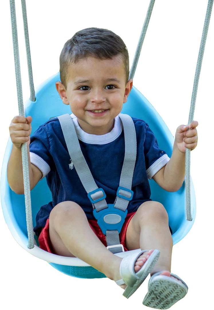 Swurfer Coconut Toddler Swing Comfy Baby Swing Outdoor, 3- Point Adjustable Safety Harness, Secure, Safe Quick Click Locking System, Blister-Free Rope, Easy Installation, Ages 6-36 Months