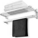 BOZWELL Bathroom Lavatory Towel Rack with Two Towel Bars,Brushed Satin Nickel 24-Inch Towel Shelf with Towel Bar,Towel Holder 1011-BSN-60 (Brushed Satin Nickel Finish)