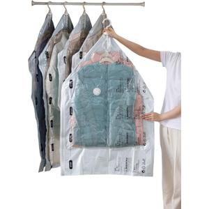 Vacuum Storage Bags for Clothing - NeatNest 6 Pack Space Saver Garment Bags with Hangers, 3 Medium + 3 Large, Vacuum or Hand Press Compression, Airtight for Closet Organization, PE+PA Material