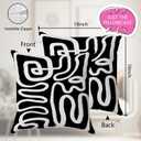 2 x Abstract Pillow Covers 18x18, Black and White Accent Abstract Pillow Covers for Couch Bedroom, Black and White Decorative Pillow Covers for Home