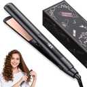 Hair Straightener 1 Inch Flat Iron and Curler 2 in 1 Titanium Ceramic Straightener
