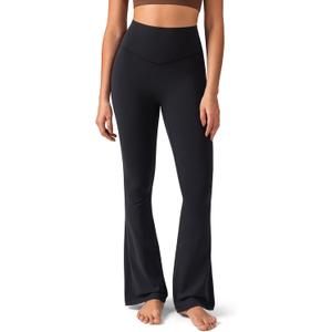 Colorfulkoala No Front Seam Flare Leggings Dreamlux High-Waisted Workout Yoga Pants for Women 27.5"/ 29.5"/ 31.5" Inseam (Black), XS